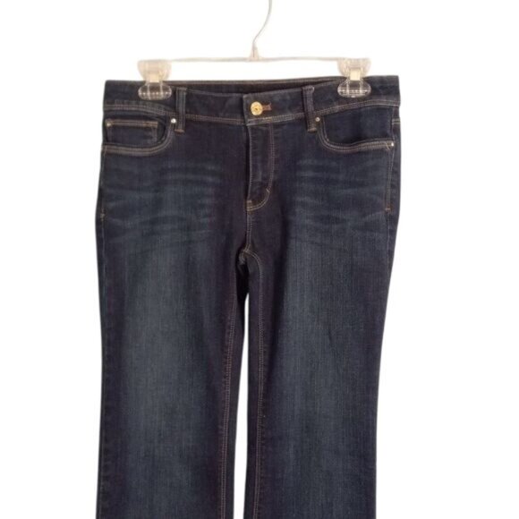 White House Black Market Size 4S Jeans Womens Boot Leg Blue Dark Wash Denim - Picture 2 of 13